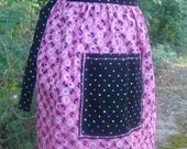 Apron - Garden of Daisies Half Apron - Hot Pink and Black