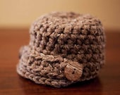 Baby Newsboy Beanie, Newborn Photo Prop, barley brown