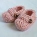 3-6 Months Baby Loafer Booties, crocheted, pink