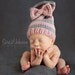 Baby Girl Bow Tied Hat, Newborn Photo Prop, light rose, light gray