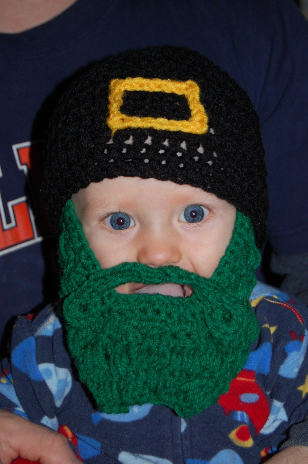 Irish Eyes Are Smilin 6 to 12 Months Baby Beard Beanie Black and Green