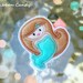 Mermaid Felt Hair Clip - Embroidered - Light Brown Hair Mermaid with Aqua Tail Hair Clip - non slip