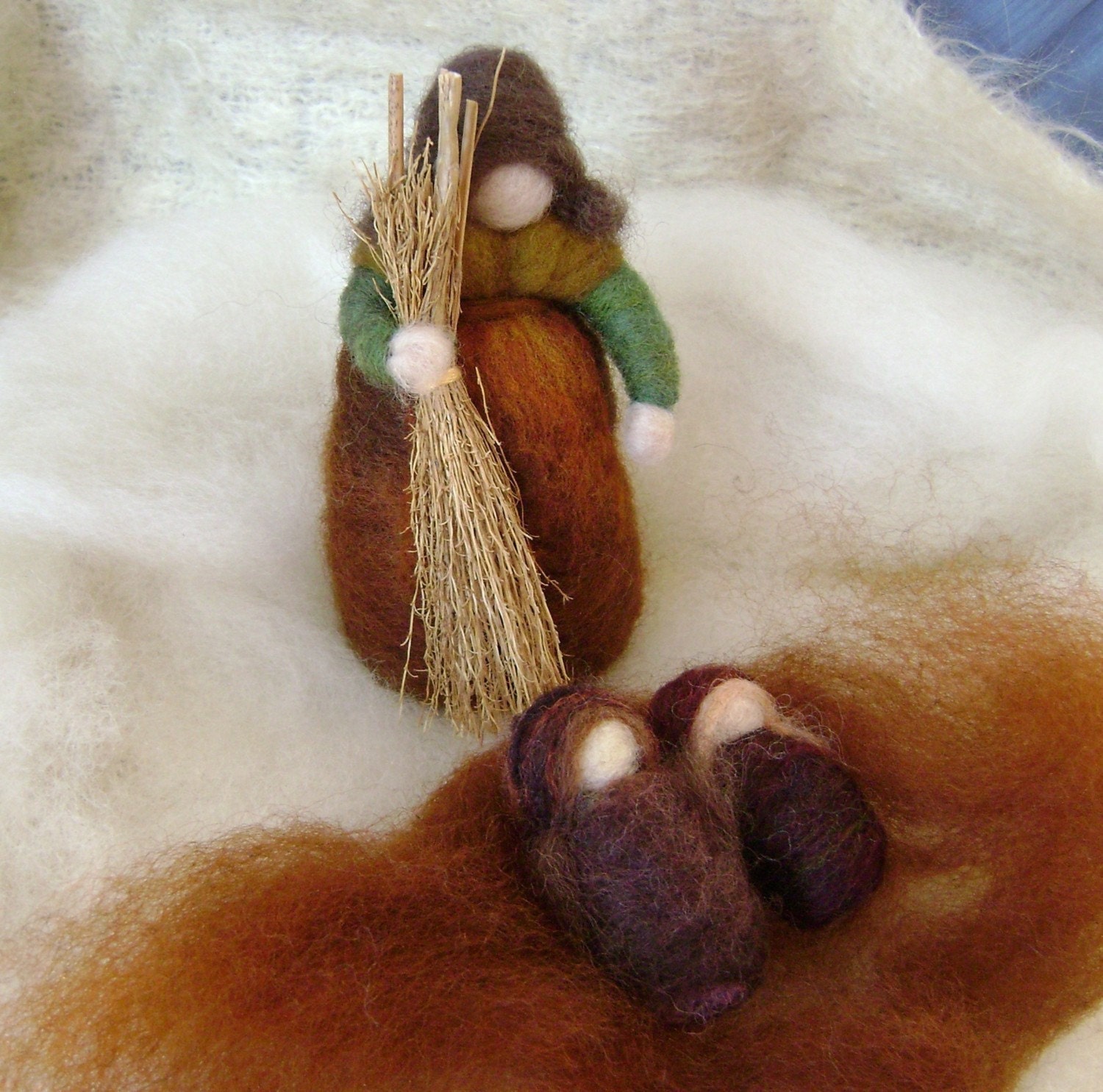 Wool Felting  - Mother Earth and the Babies  - Softearth