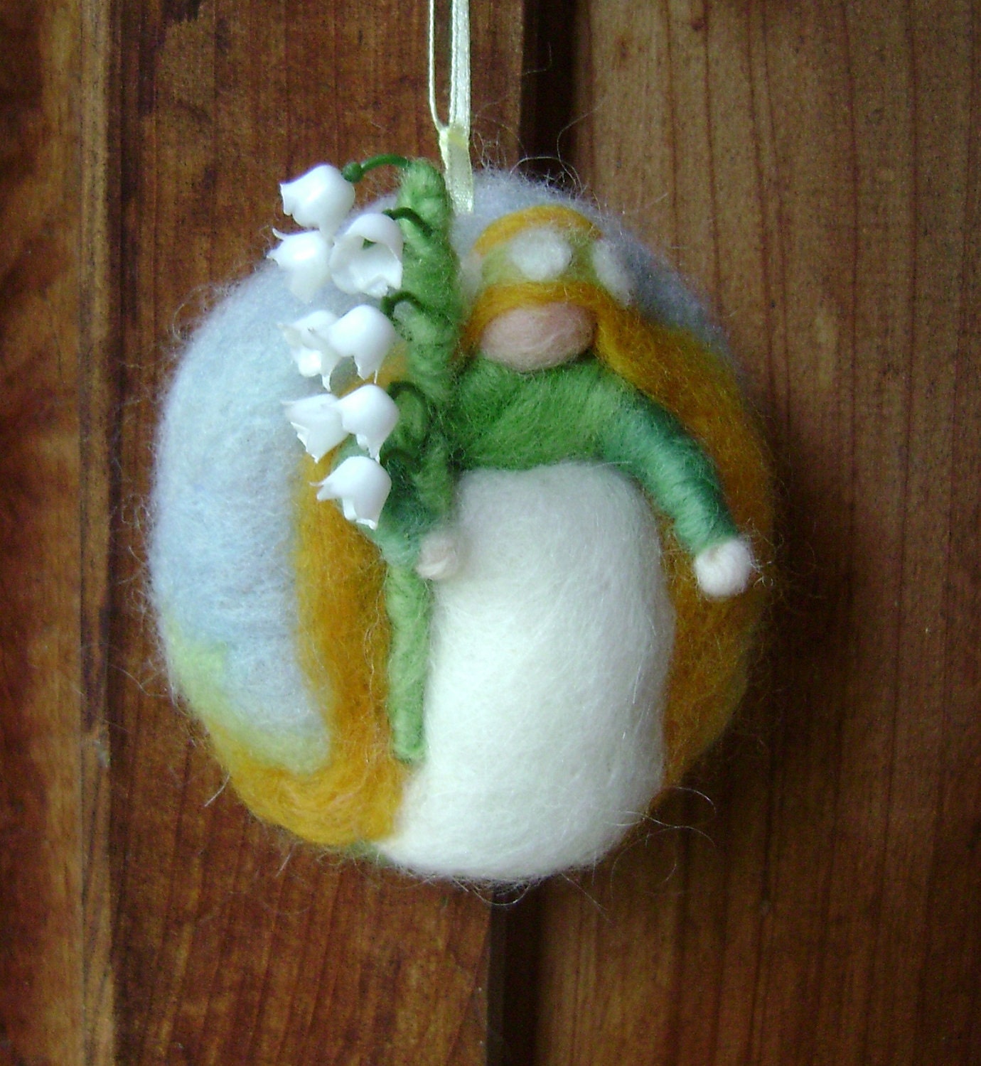 Spring - The Virgin goddess of SPRING Ostara -   Mother's Day  Small Circle   Needle felted picture