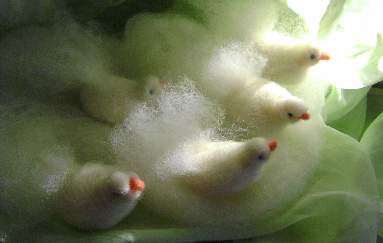 Wool Felted - Snow White Birds - Softearthart