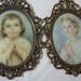 Pictures Boy and Girl Praying Set of 2 Oval Bubble Glass Metal Frames
