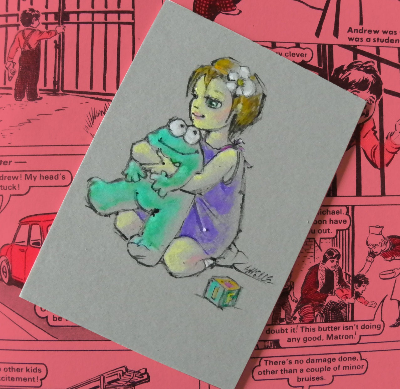 Hugs - Aceo original