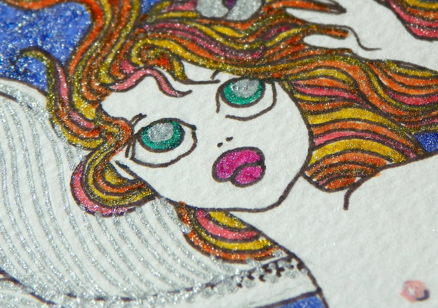 Mermaid Aceo "Swimming in the deep blue sea" - Original Artwork
