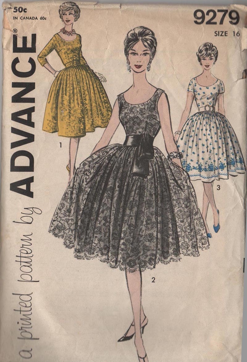 Vintage Advance 9279 Tea Party Cocktail Dress Pattern Copy SALE