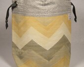 Grellow Chevrons- Small One Skein Knitting Crochet Sewing Project Bag