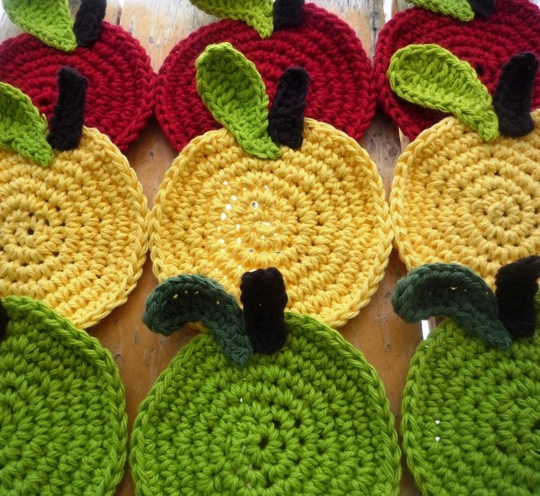 Apple Coasters - mix of 6