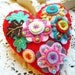 ES449/008 - Japanese Art Inspired Heart Shape Felt Brooch - Red