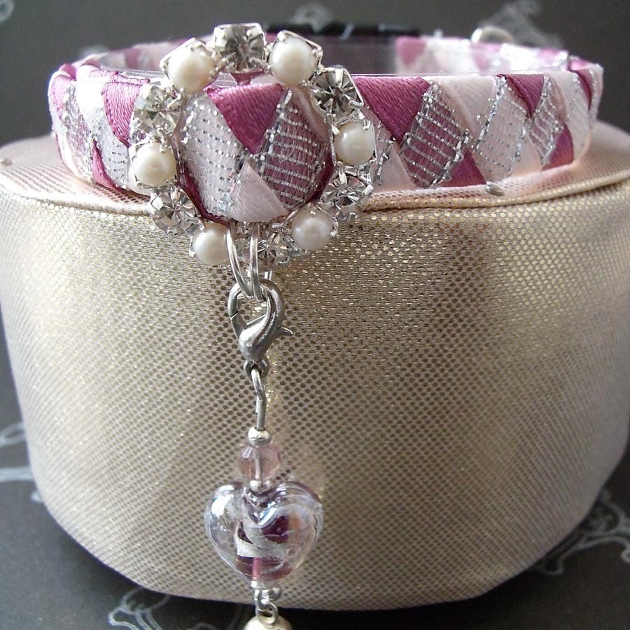 Pink Cat Collar with Silver contrast