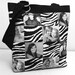 Photo Picture Tote Bag Purse Zebra Print Patchwork Personalized Gift with 4 photos