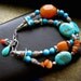 Summer Hues - Turquoise, Carnelian and Sunstone Silver Bracelet, Beach Sun Sea Surf Bracelet, Mothers Day Gift for Mom