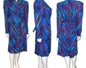 1980s Vintage Pauline Trigere Silk Paint Brush Dress