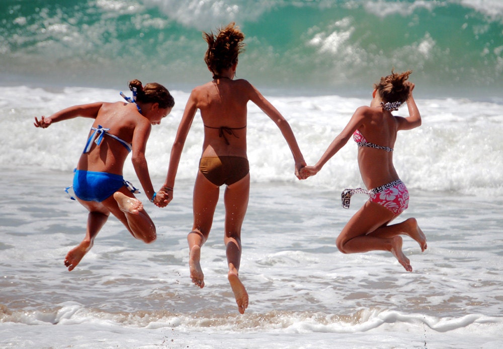 Jumping for Joy-Children at the Beach-Fun at the Beach-8X10 Photo Print