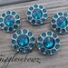 BeSTSeLLER- Set of FIVE TEAL Acrylic Rhinestone Buttons 25mm