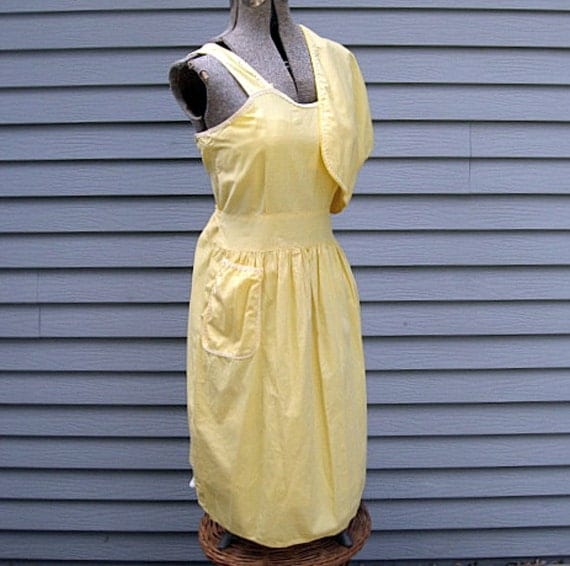 vintage 1950s cotton sundress and jacket plus large size summer pinafore look
