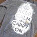 HAND STENCILED Deep Scoop Neck Heather Keep Calm and Carry On Sweatshirt in Ash Grey or Custom Pick Color - S M L XL