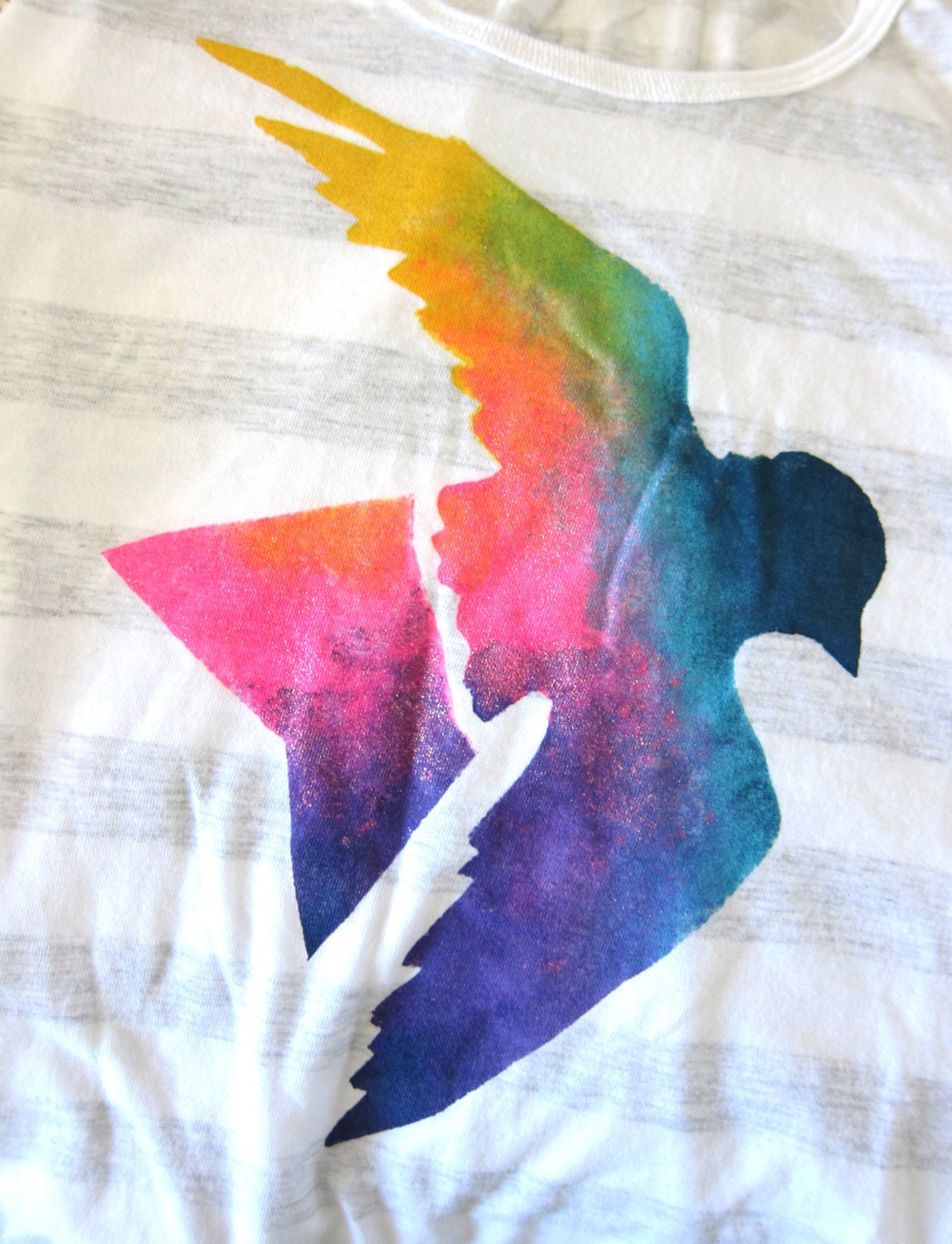 The Original "Splash Dyed" HAND PAINTED Heather Striped Sparrow Swing Tank Top in Spectrum Rainbow - XS S M L