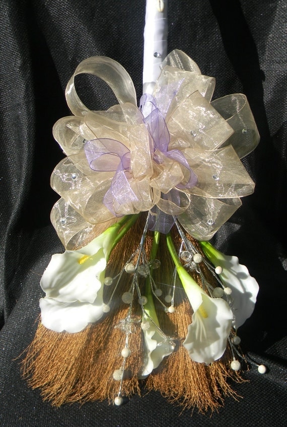 Items similar to Decorative Wedding Broom with White Lillies and