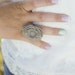 The Poppy - large Smoke Gray cabochon flower ring