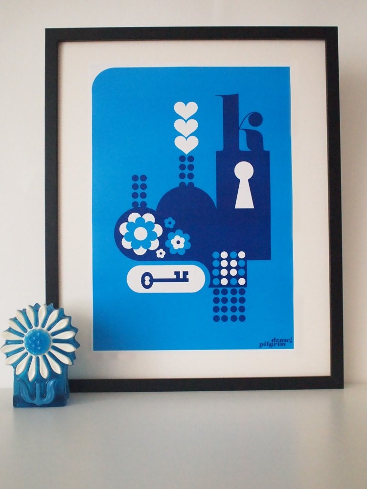 Letter K - from the alphabet series, bold mod A3 poster print