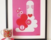 Letter O - from the alphabet series, bold mod A3 poster print