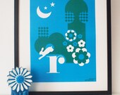Letter R - from the alphabet series, bold mod A3 poster print