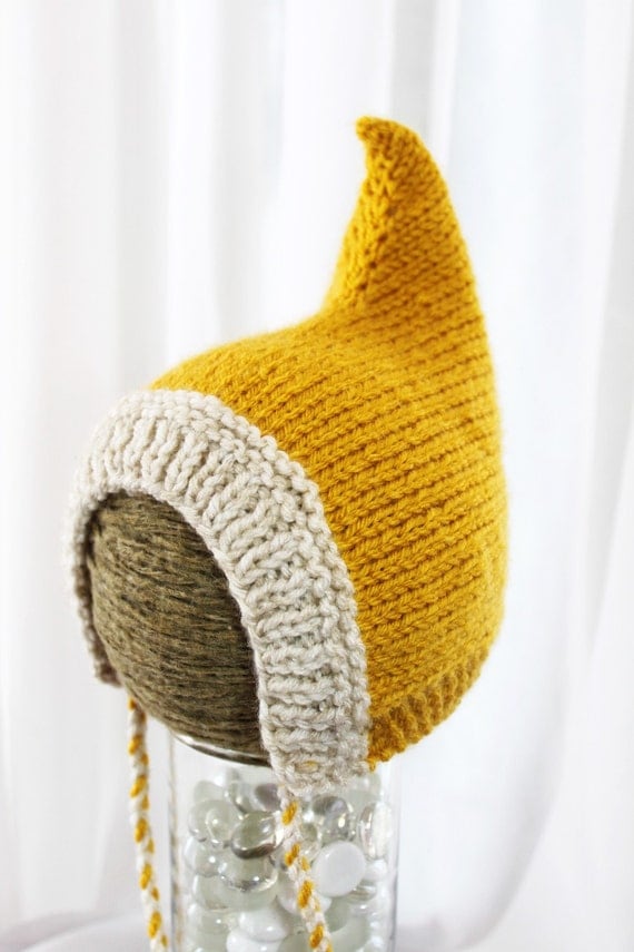Pixie Hat - Wee Little Pixie Hood - Sunshine Yellow - newborn
