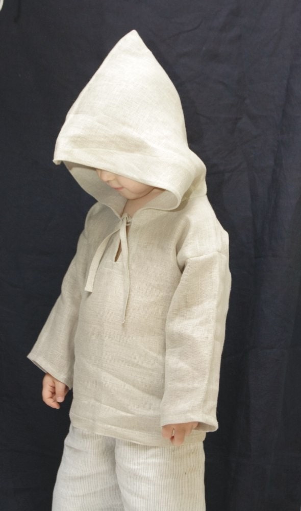 Natural linen medieval hoodie