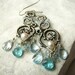 O c e a n i C - Sky Blue Topaz, Apatite, Pearls, Silver oxidized earrings