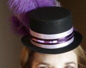 Purple and Lavender  Mardi Gras Mini Top Hat - Burlesque Showgirl Style