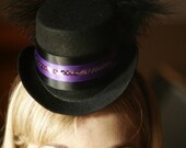 Purple and Black Mini Top Hat for a Burlesque Showgirl Wedding or party