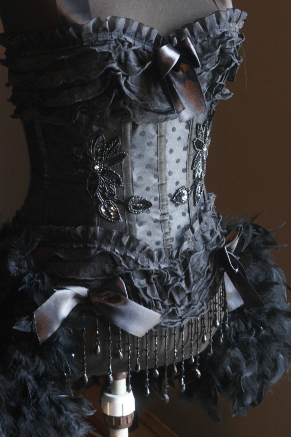 KALI Black Halloween Steampunk Burlesque Corset costume