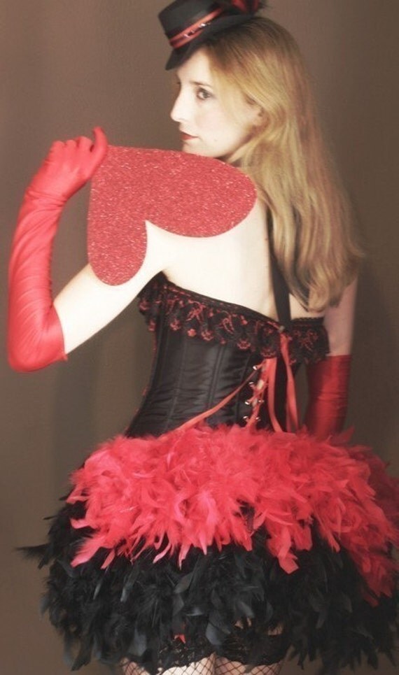RED SONJA - Black Corset Burlesque Costume- Valentines Day