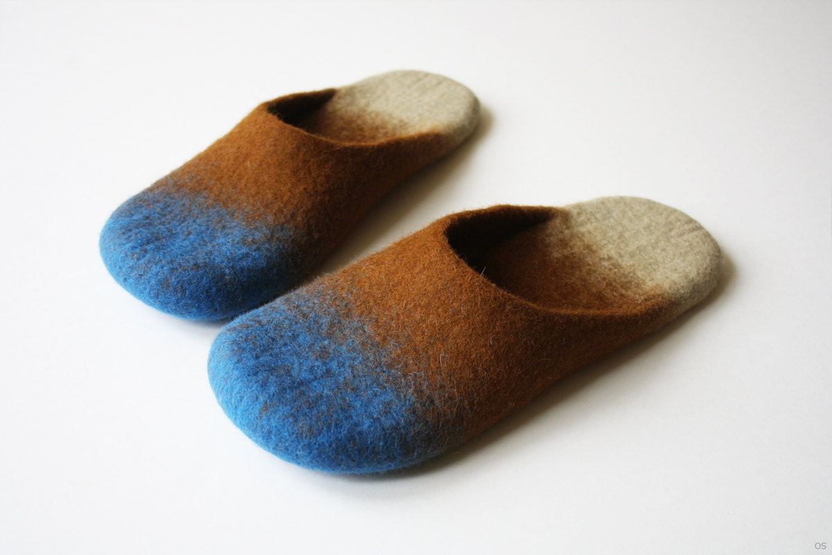 Glow-worm wool felted slippers MADE TO ORDER