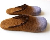 Violets for mom' Felted wool slippers HANDMADE TO ORDER