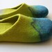 Acapulco" Felted wool slippers with neon yellow and turguoise blue. Unisex adults. Handmade to order