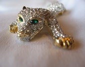 Vintage Rhinestone Panther Brooch