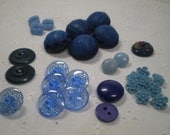 Blue Vintage Buttons, many sets, great for crafts, Fabric buttons, plastic buttons, Vacation SALE
