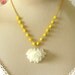 RESERVED for JULIE Ruffled White Rose with Yellow Faceted Glass Beaded Necklace