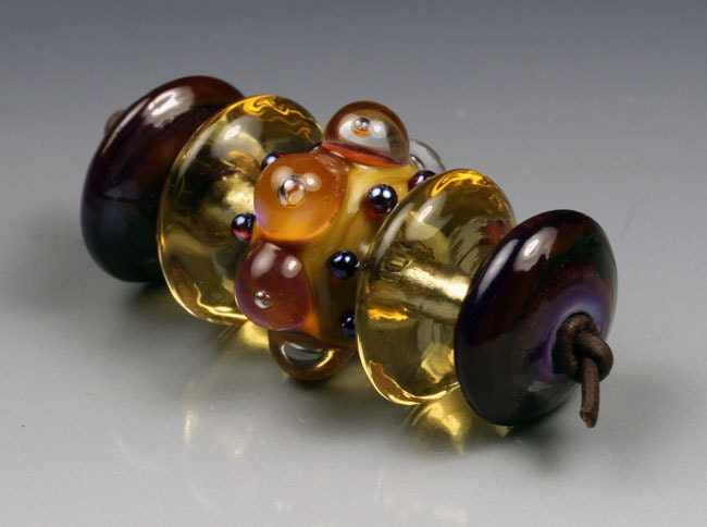 Golden Royal lampwork glass beads handmade