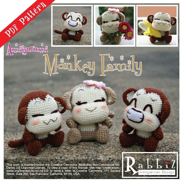 PDF Pattern - Amigurumi Monkey Family