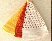 White Tangerine Yellow Crocheted Headband With Natural Wood Beads  For Spring Summer - cookieletta