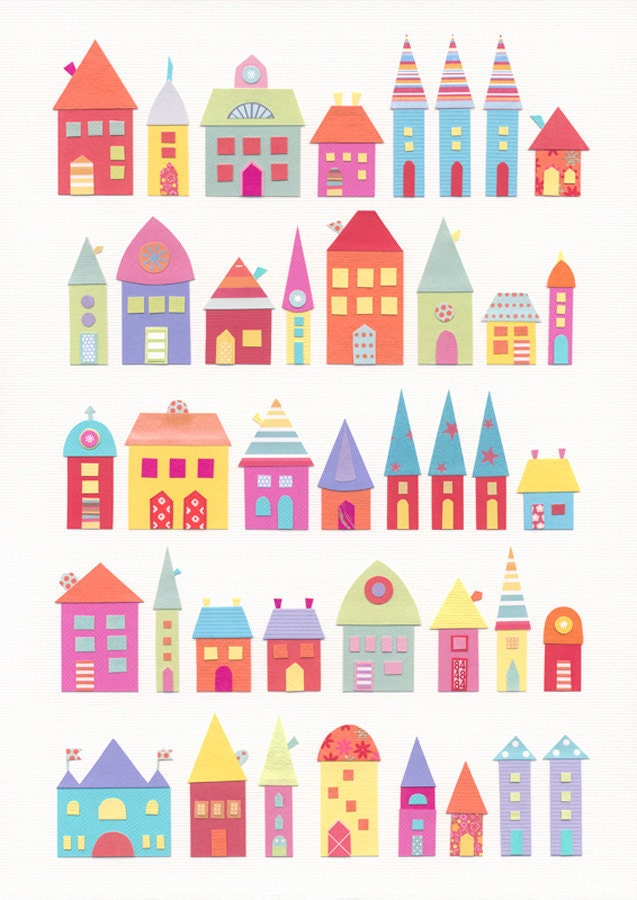 They Lived In A Paper Village 5 x 7 - giclee art print