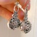 Silver earrings, Unique funky silver tone earrings, bohemian textured oriental dangle earrings