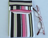 50% OFF and Free Shipping Eco Glasses or Sunglasses Case Padded in Pink and Black Striped Cotton