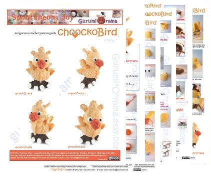 amigurumi pattern crochet  bird chick parrot PDF guide